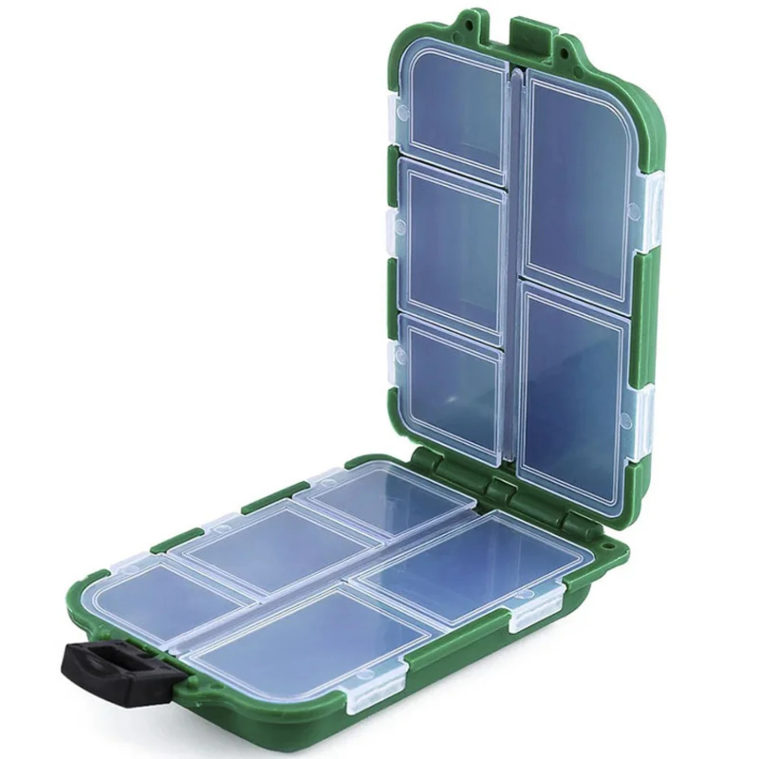 1PC Black/Green 9.9*6.5*3cm Waterproof Fishing  Bait Tool  Box Case With 10 In-dependent Grids Fishing Accessories Gaff Clippers