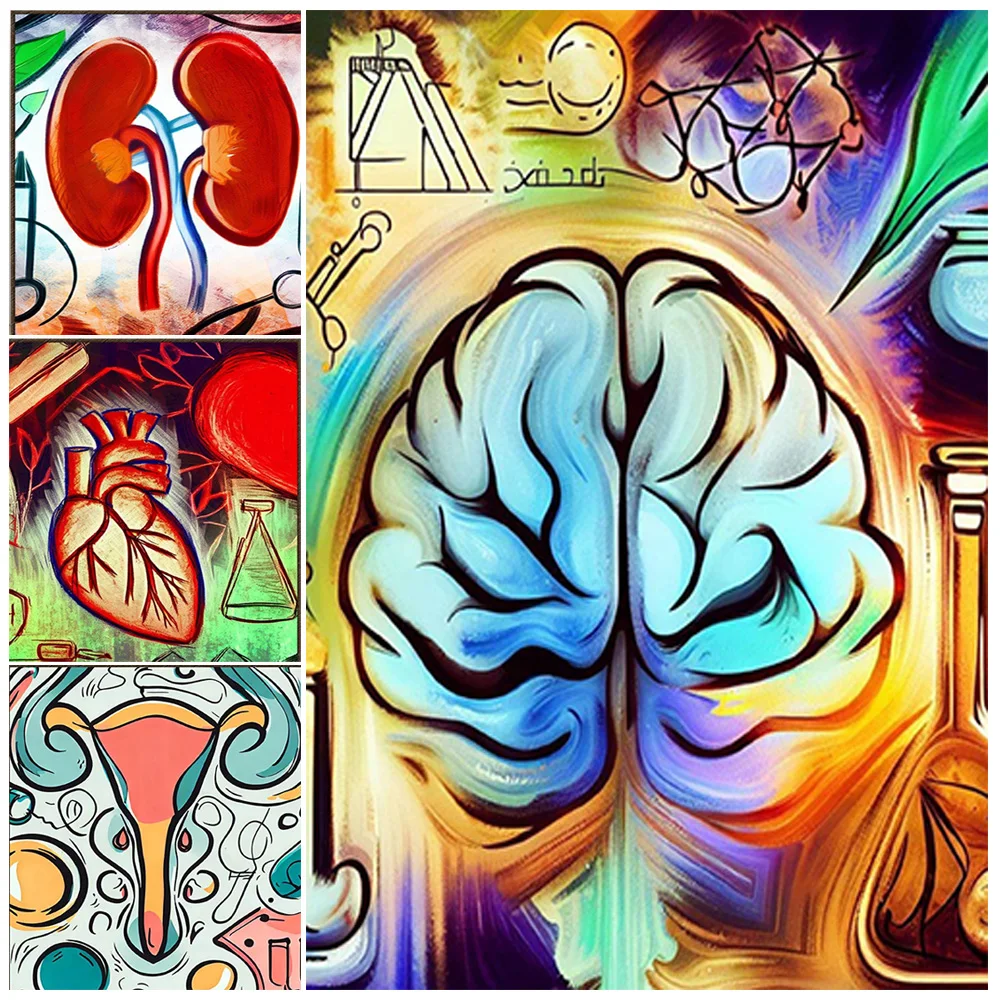 Anatomical Brain Lungs Heart Poster Science Gallery Wall Art Canvas Painting Home Decor Wall Pictures For Living Room Unframed