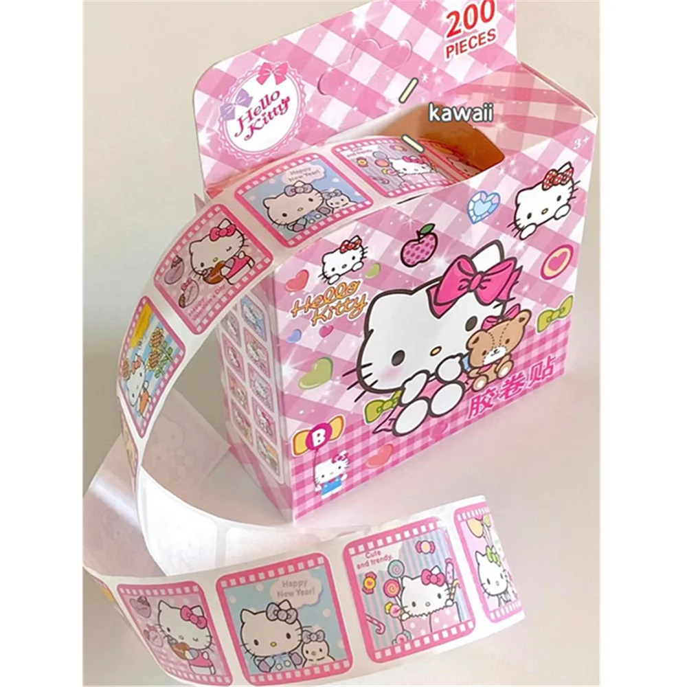 200Pcs/Box Sanrio Cartoon Pull Out Stickers Hello Kitty Kuromi Melody Cinnamoroll Sticker Girl Boy Teacher Reward Toys Gift