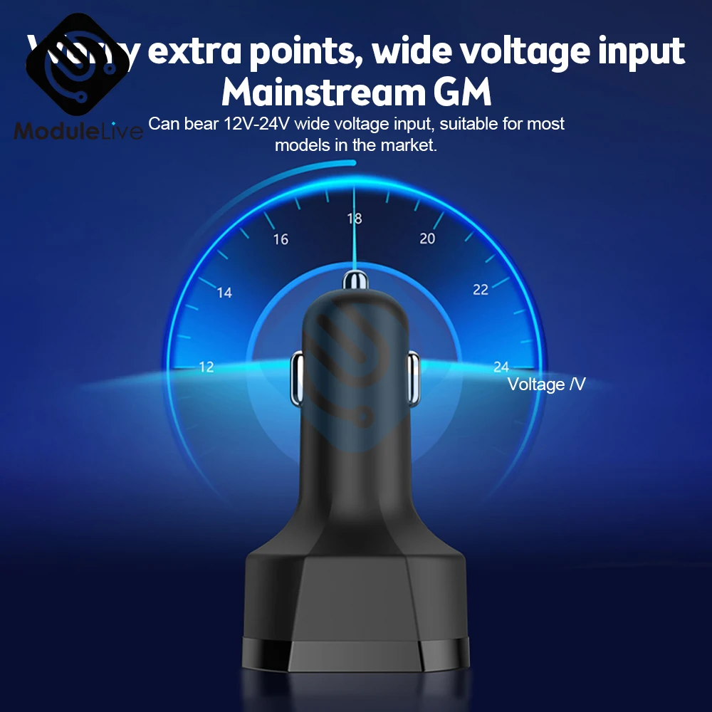 20W 4 Ports USB Car Charger Fast Charging PD Quick Charge QC 3.0 3.1A USB C  Car Phone Charger Adapter LED Voltmeter DC 12V 24V