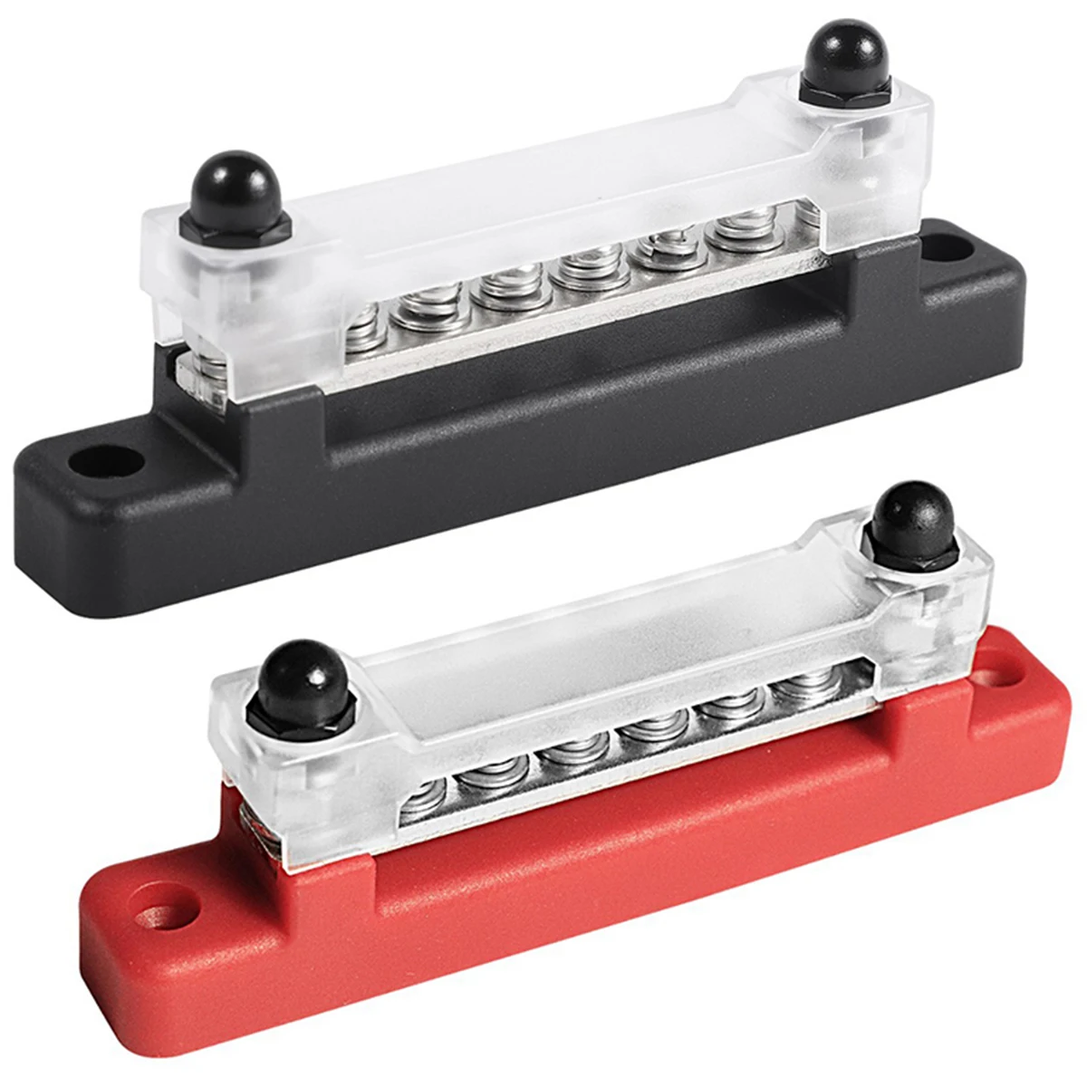 6 Way Bus Bar Terminal Block 300V AC/48V DC 130A AC/150A DC Power Distribution Terminal Block with Cover Heat Shrink Tubing