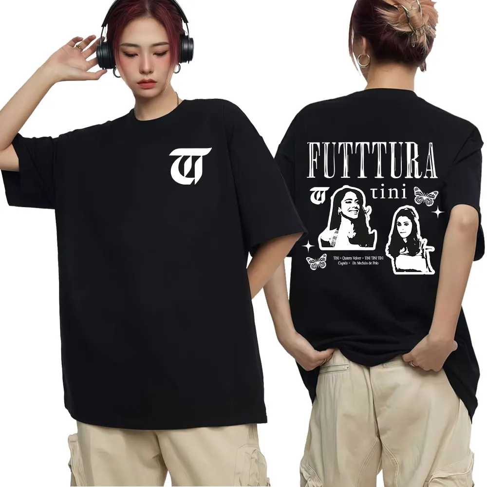

Singer TINI STOESSEL Futtura Album 2025 Футболка с товаром для мужчин и женщин Модные футболки из хлопка Повседневные футболки с короткими рукавами из 100% хлопка