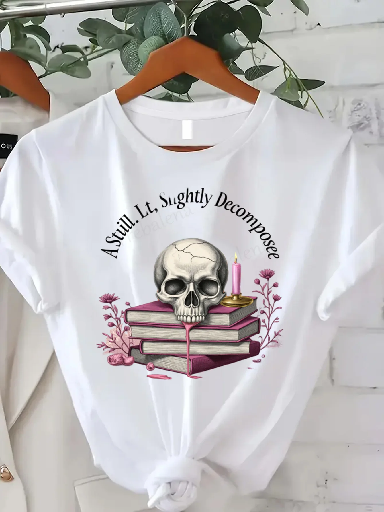 

Футболка с круглым вырезом, готическая футболка с черепом и книгами, женская футболка больших размеров, винтажная футболка в стиле Хэллоуина с короткими рукавами, модный повседневный топ