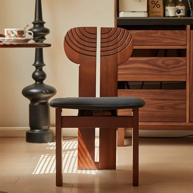 

Medieval solid wood dining chair retro carved back chair hotel model room restaurant designer new Chinese leisure