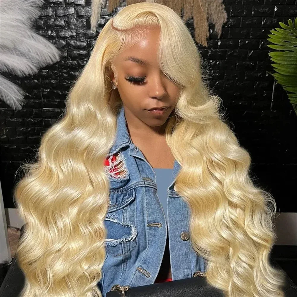 Perruque Lace Front Wig Body Wave Brésilienne Naturelle, Cheveux Blonds 613, 13x6 HD, 13x4, Pre-Plucked, Transparente, pour Femme Africaine