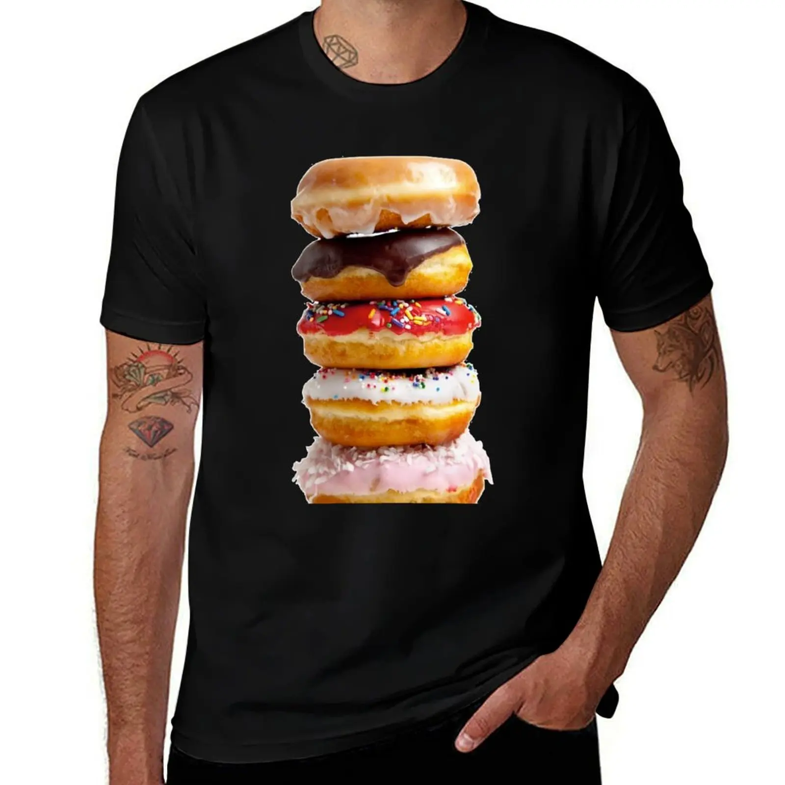DONUT STACK T-Shirt Basic Solid Color Short Sleeve Cotton Top T-Shirt