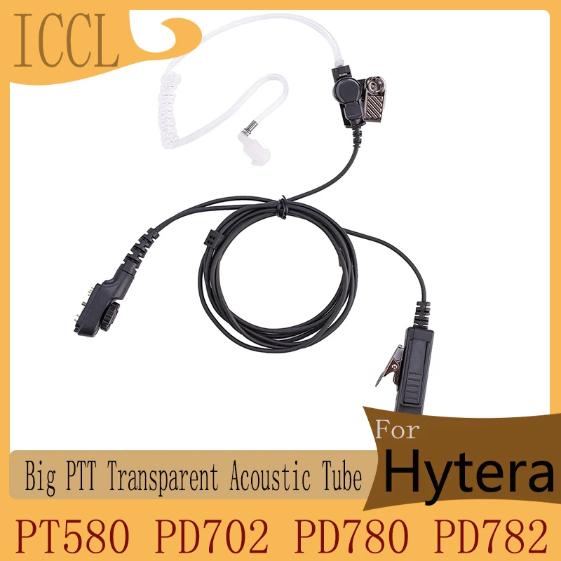 iccl-ハイテラ用ビッグpttアコースティックチューブイヤーピースヘッドセット、pt580、pd700、pd702、pd780、pd782、pd785、pd788、ウォーキートーキーアクセサリー