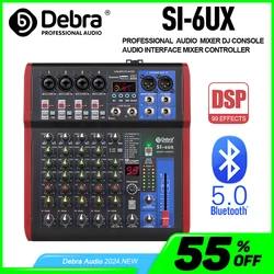 Debra Pro 6 Channel DJ Controlle With 99DSP Reverb Effect Bluetooth 5.0 USB Mixer USB For Karaoke PC Recording Condenser Mic
