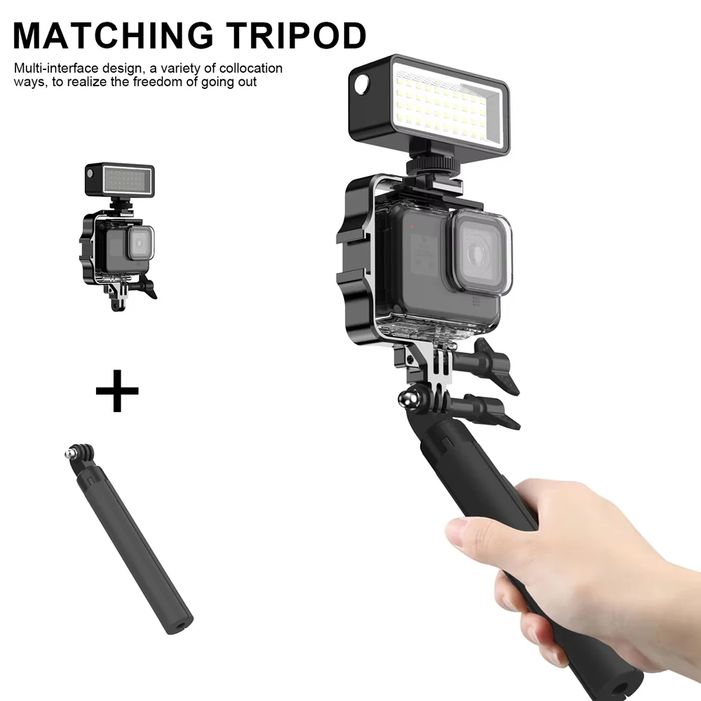 For GoPro Aluminum Alloy Mount Fill Light Waterproof LED Light For GoPro Hero 13 12 11 10 9 Insta360 X5 X4 X3 DJI Action 5 4 3