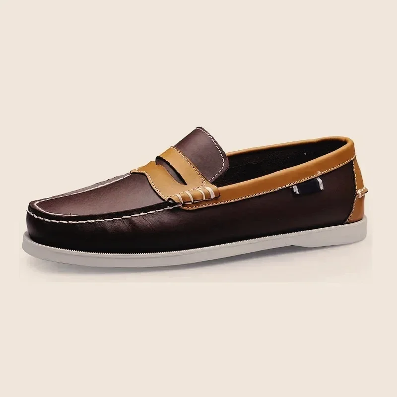 2024 Genuine Leather Loafers Men Moccasin Driving Shoes Causal Men Shoes Footwear Docksides Classic Boat Shoes