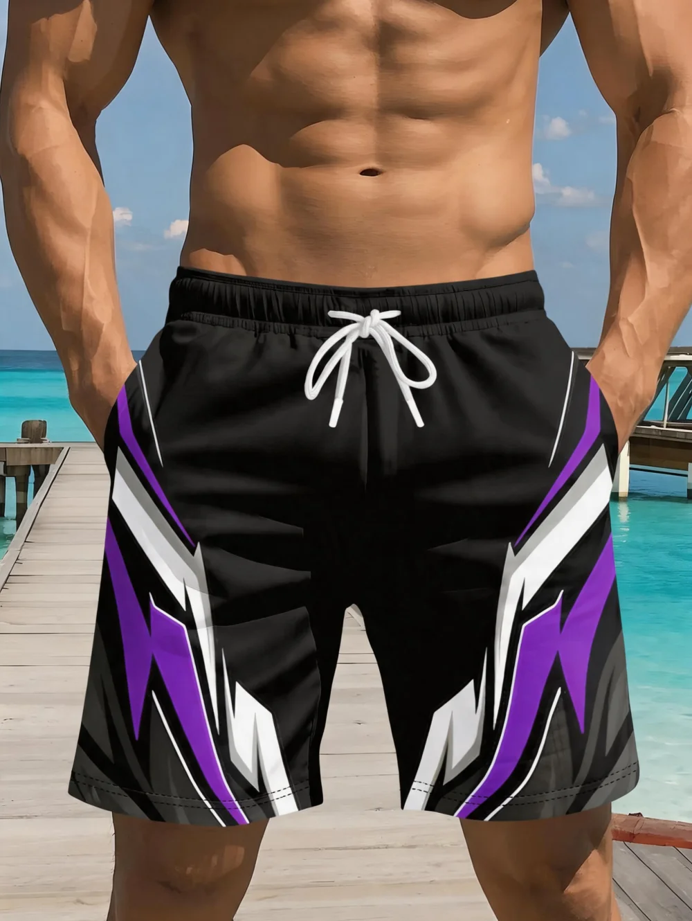 New Fashion Mens Drawstring 3D Printed Shorts Quick-Dry Swimwear Casual Print Men Swimming Fitness Shorts Summer Clothes for Man