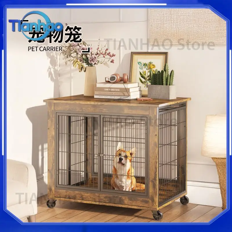 Dog House for Steel and Wood Structure Dog Kennel with Storage Shelf Pet Crate for Home Use