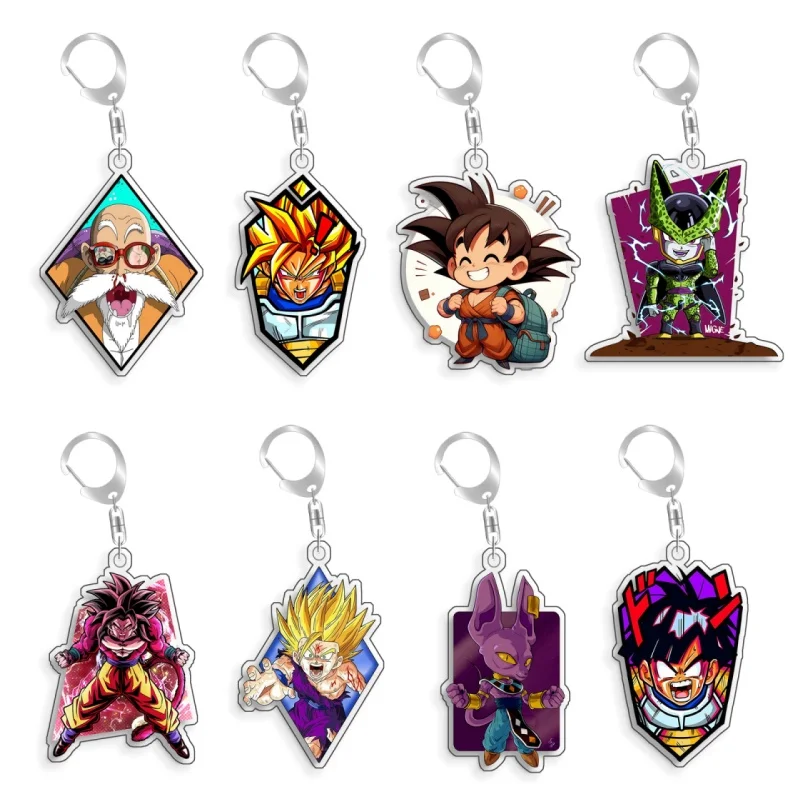 For Dragon Ball  Master Roshi Vegeta Son Goku Cell  Beerus  Acrylic selfmade Cartoon Anime Keychain Pendant Toy gift 5cm