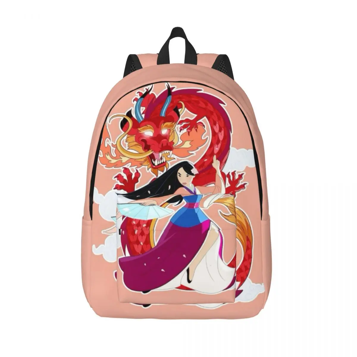 Custom Mulan Mushu Cartoon Canvas Backpacks Men Women Fashion Bookbag for College School Bags