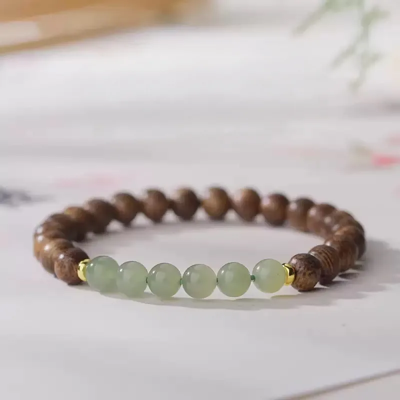 Half Mountain Half Water Agarwood Running Ring Fortune Plate Lucky Bead Bracelet Cultural Charm Gifts