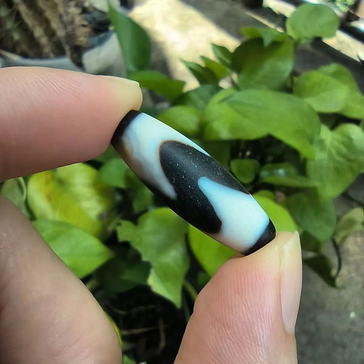 1pcs/lot Natural Old Agate Dzi world Huya pattern oval bead jewelry Accessories black and white weathered pattern jewelry amulet