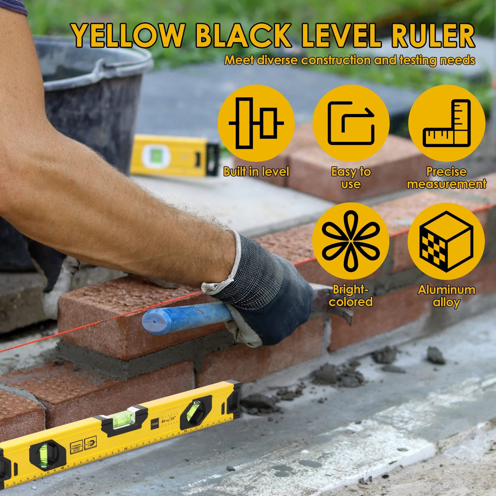 2Pcs Aluminium Alloy Magnetic Spirit Level Anti Slip High Precision Torpedo Measuring Tool With 45° 90° 180° Bubble for Hanging