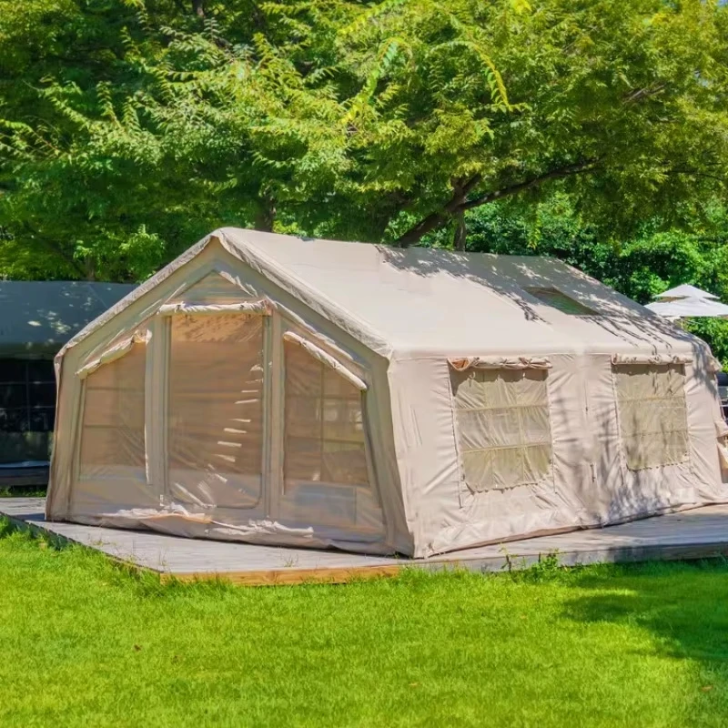 Inflatable Camping Tent Waterproof Air Beam  Window Outdoor Glamping Shelter for Garden Camping Picnic Travel Family Tent Large