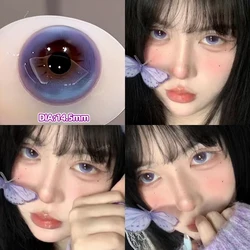 OVOLOOK-2pcs Violet Lenses Beauty Pupils Myopia Eye Prescription Colored Contact Lenses for Eyes Natural Blue Lens