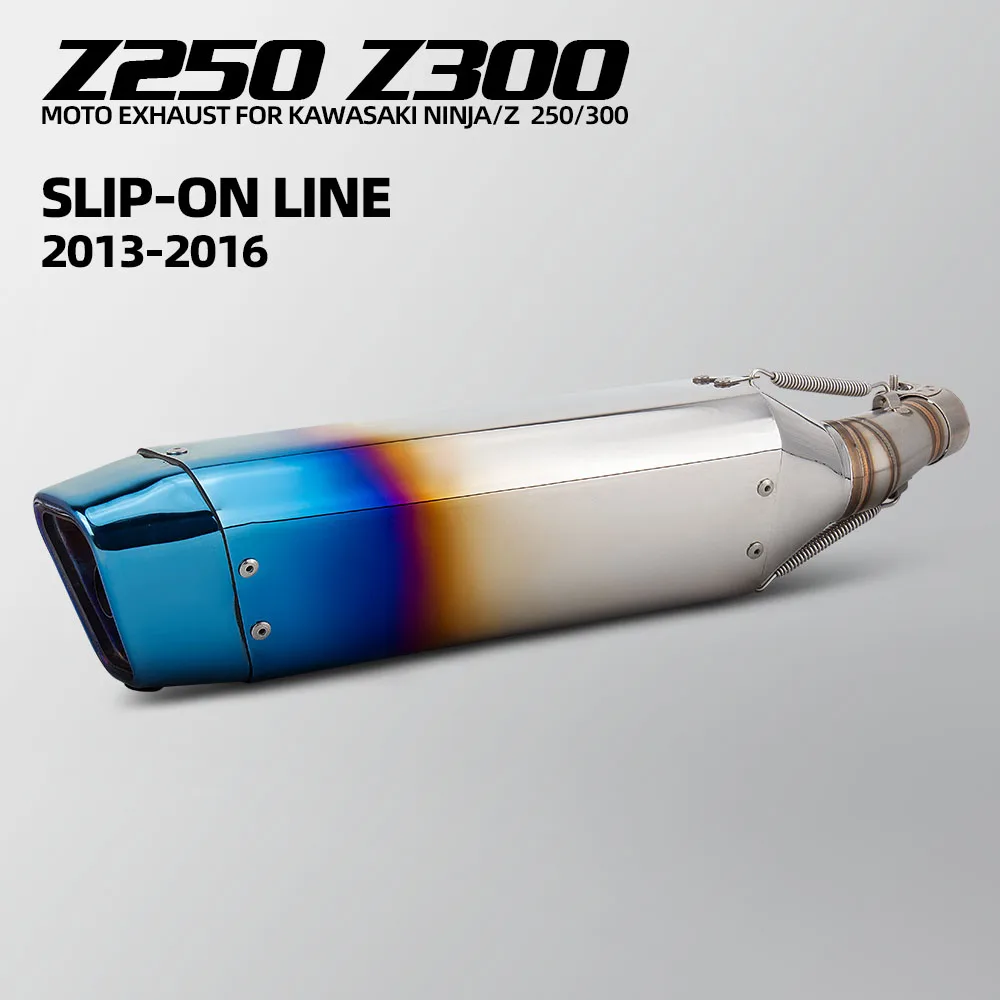 Silenciador de escape Z250 Slip-on para Kawasaki Ninja250 Ninja300 Z250 Z300 2012-2016, kit de tubo intermedio para motocicleta deportiva de calle.