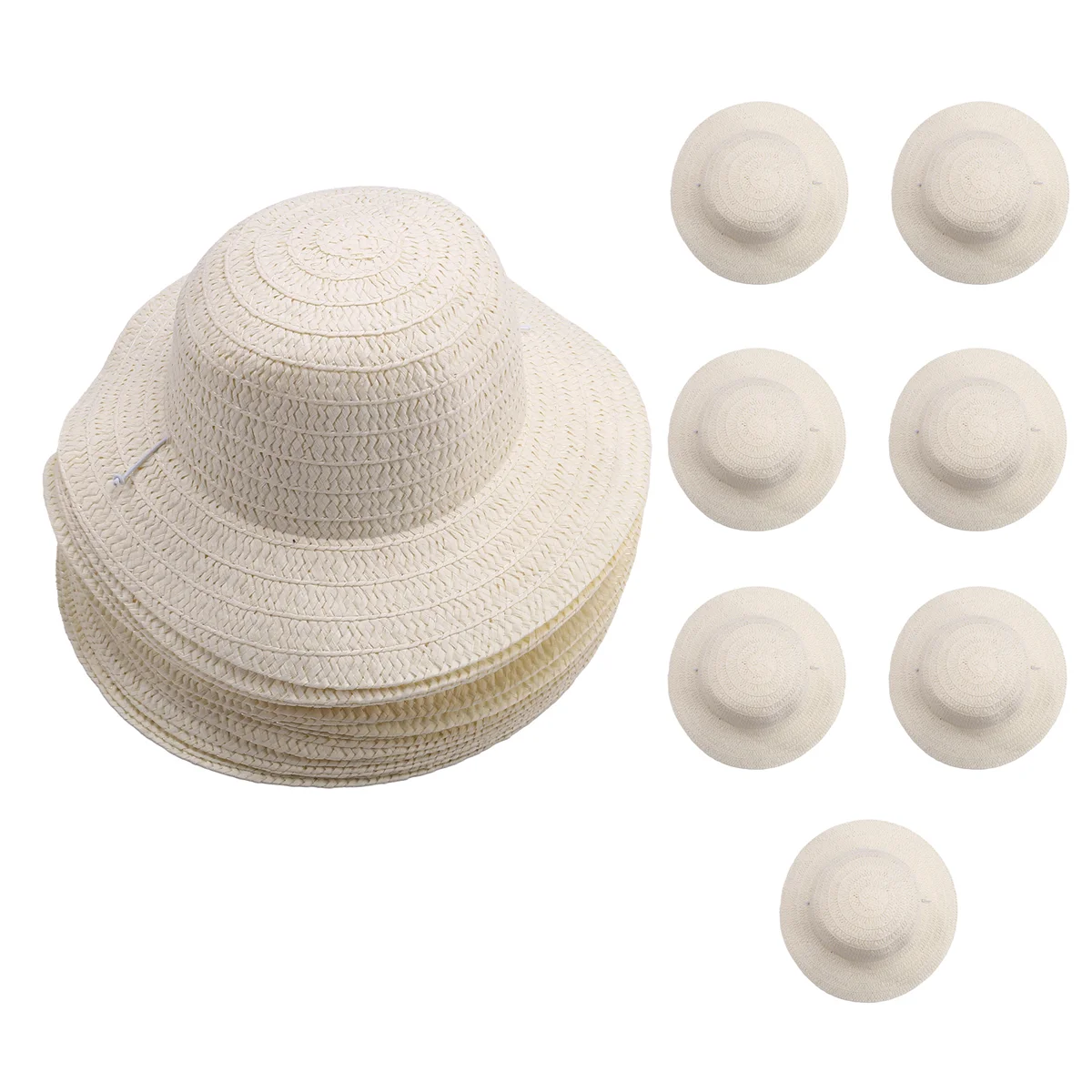 20 Pcs DIY Straw Hat Set Beach Summer Work Farmer Hats for Men Women Kids Cowboy Birthday Decoration