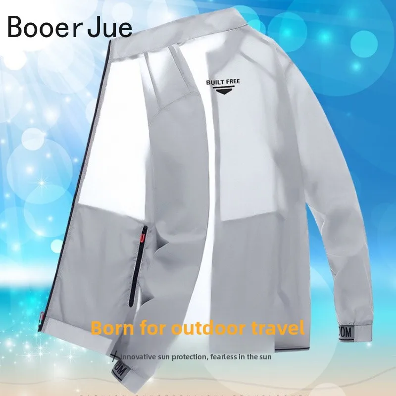 

UPF50+ Stand Collar Sunscreen Jacket Men Outdoor Sun Protection Clothing Fishing Hunting Clothes Quick Dry Skin Windbreaker Coat