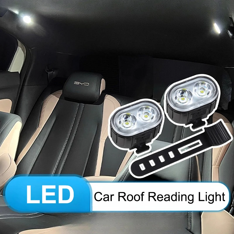 For BYD Seagull Dolphin Surf Atto 1 Car Roof LED Reading Light Dual Beam Highlight Reading Atmosphere Lamp Decoration Accessory