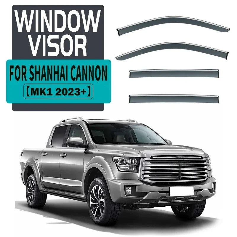 Fit for 2023 2024 Great Wall Shanhai Cannon Window visor Car Sun Rain Guard Vent Shade Deflector Wind Weathershield Moulding