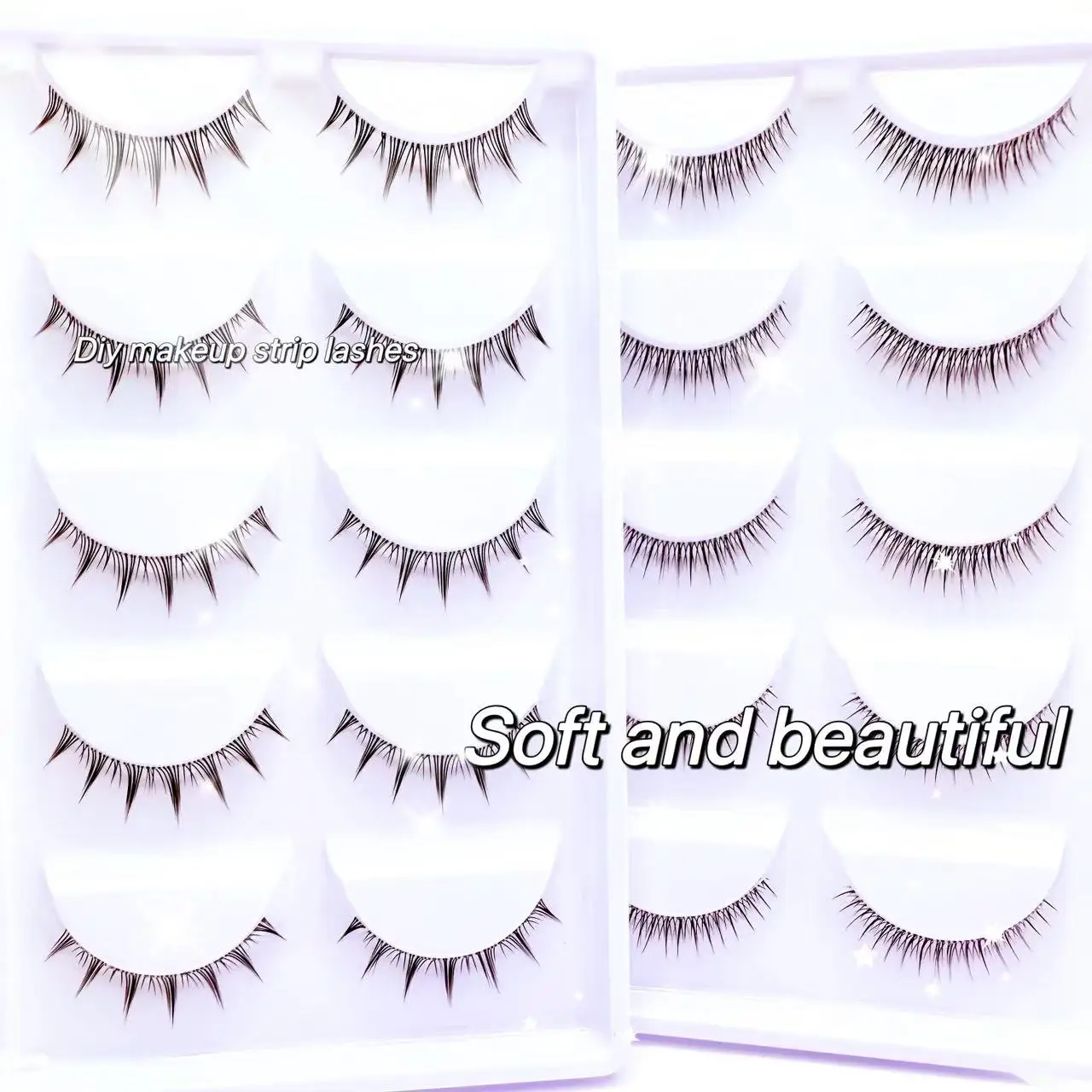 ขนตาปลอมแบบนิ่มและเป็นธรรมชาติ 5 คู่  ฐานใส ขนตาแบบเส้น