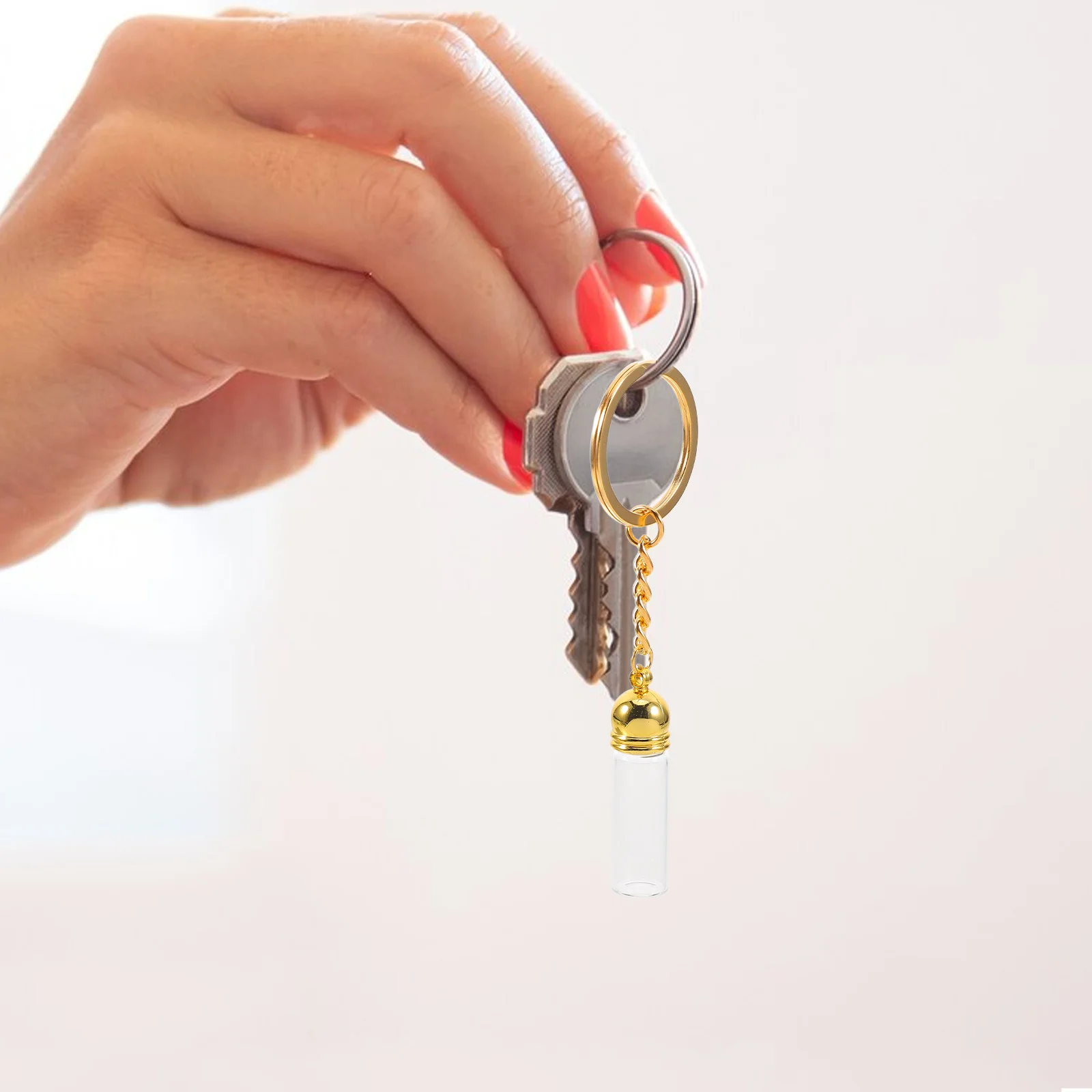 

Travel Size Refillable Perfume Bottle Keychain Glass Pendant Container Small Portable Spice Jar Retro Style Personalized Gift