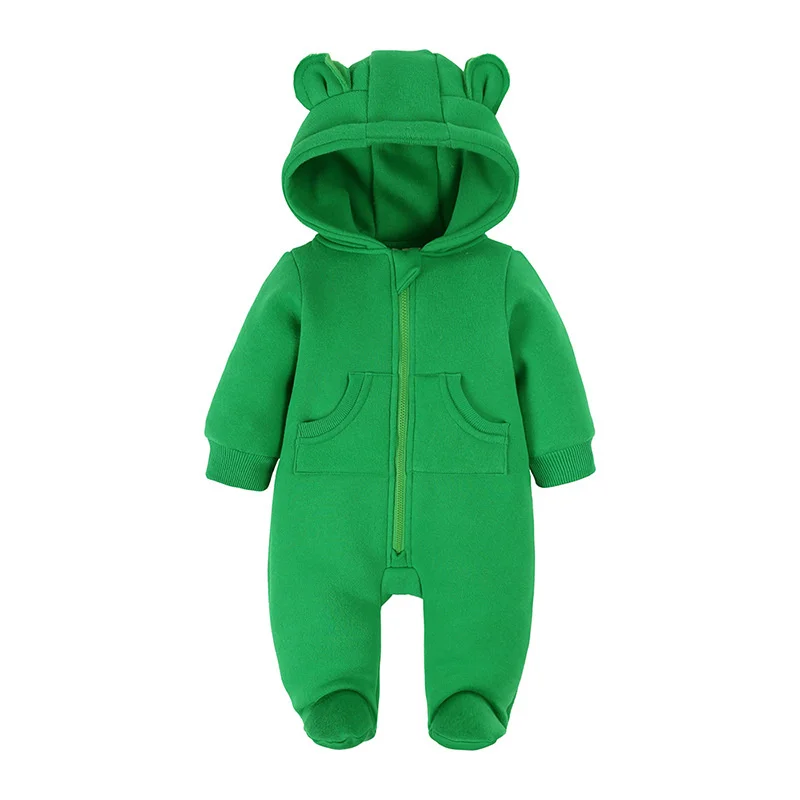 Autumn Winter New Newborn Rompers Baby Bodysuit Boys Girls Clothes Long Sleeve Solid Hoodies Bear Jumpsuit Costume