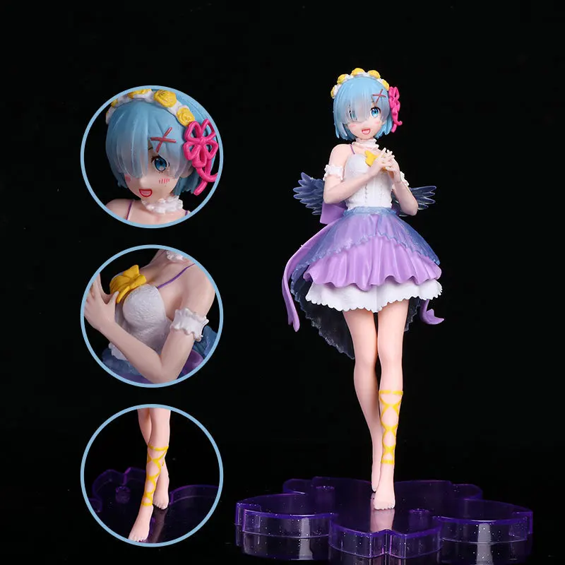 

19cm Re:Zero − Starting Life In Another World - Angel Rem: Anime 2d Bishoujo Figure Model Statue Collection Desktop Decoration