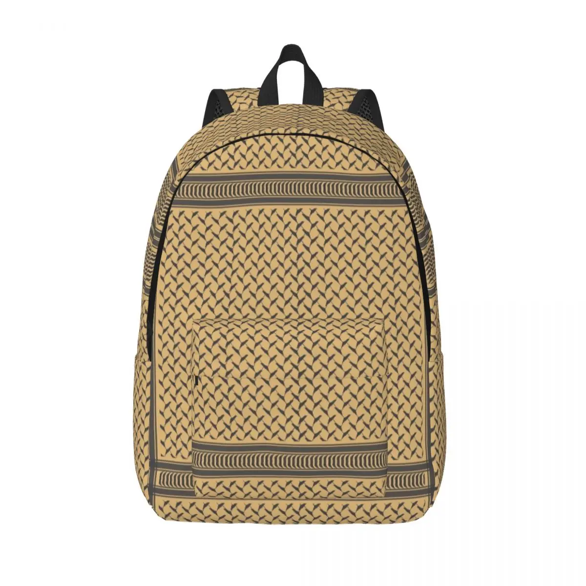 Keffiyeh Hatta Kufiya Backpack Men Women Cool School Work Daypack Shemagh brown Beige Laptop Computer Shoulder Bag with Pocket