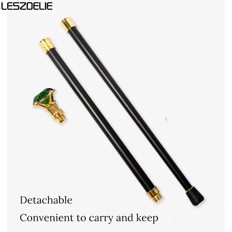 عصا المشي الماسية باللون الأخضر الزمردي مع مقبض ذهبي، عصا تزيين أنيقة عتيقة للرجال والنساء #4