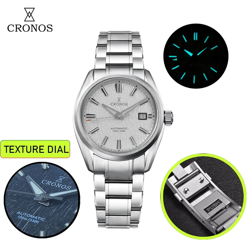 

Cronos GS New 39mm Texture Luxury Men Business Dress Watches SW200 Automatic Mechanical Waterproof 100m Female End Links L6037M