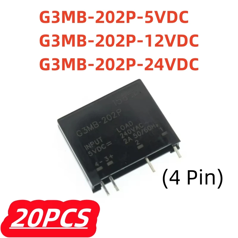 20Pcs/lot 100% New G3MB-202P-5VDC Solid State Relay Module G3MB-202P 5VDC 12VDC 24VDC Power Relays DA-AC 2A 240AC 4 Pin Original