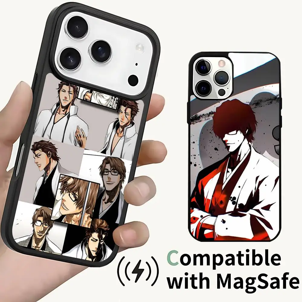 

A-Aizen S-Sousuke Anime Phone Case For iPhone 17,16,15,14,13,12,11,Pro,Max,Plus,Mini,SE4,E Magnetic Magsafe Wireless Charging