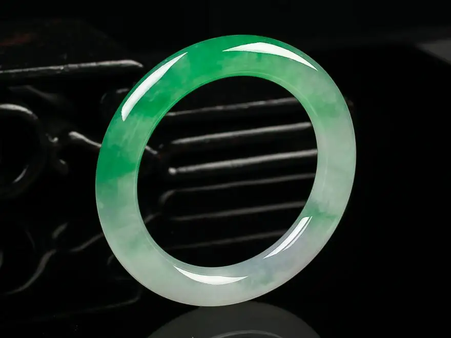 Myanmar Natural Jadeite Round Bracelet A Goods Old Pit Floating Flower Jade Transparent Ice Waxy Bangle Jewelry Accessories