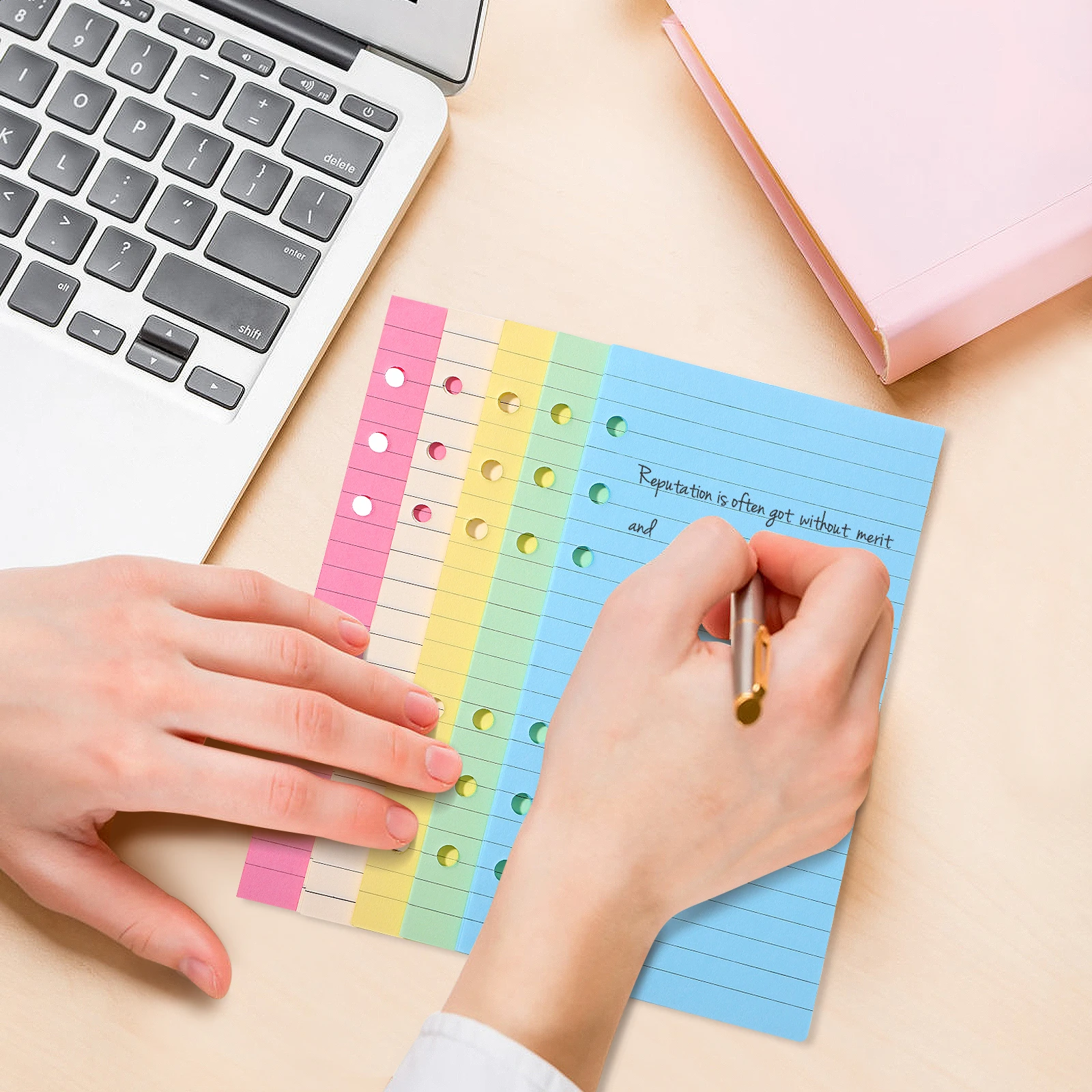 Loose Leaf A6 50 Pages Smooth Writing Fits 6 Ring Notebook Refills Inserts Paper Sheets Transverse Colorful Loose Leaf Paper