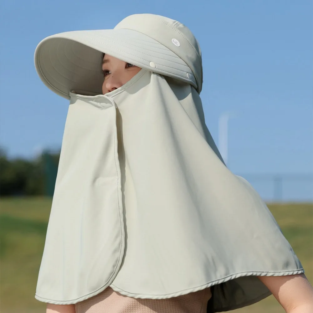 

Simple Wide Brim Shawl Fisherman Hat Sunscreen UV Anti Hiking Bucket Hat Visors Neck Protection Women Sun Hat Famale
