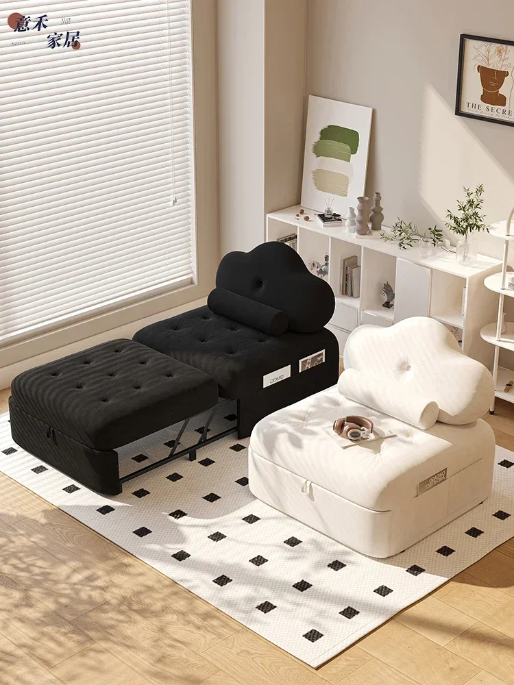 

Cream style puff sofa bed single person 80cm small unit folding dual-purpose 90cm single person sofa bed French style