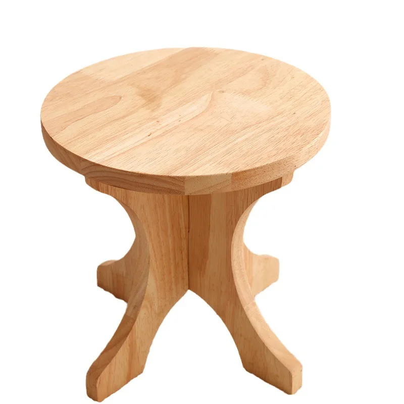 Solid Wood Stool Modern Simple Oak Mini Table Stool Creative Log Small Bench Retro Home Living Room Low Round Chair Decoration