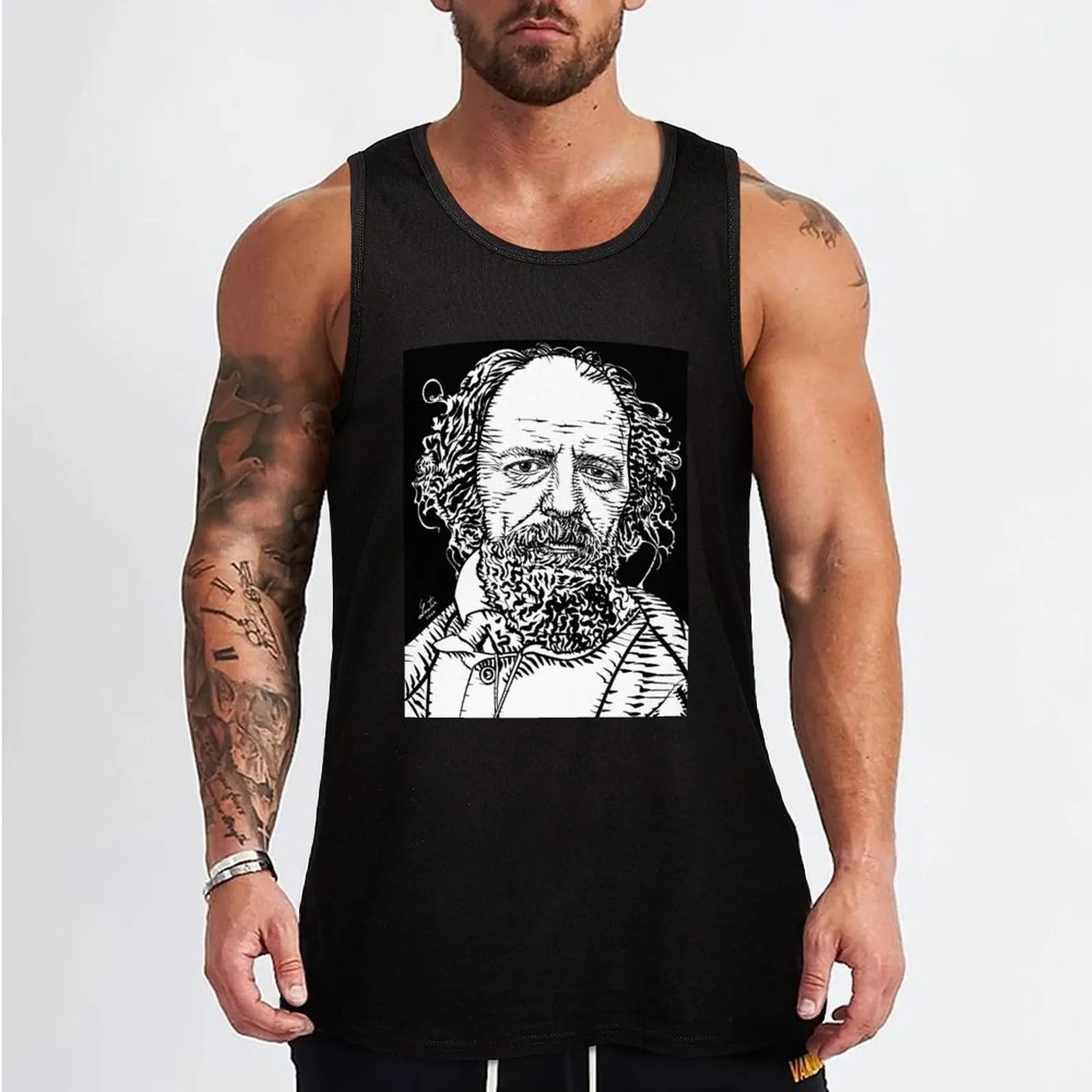 ALFRED,LORD TENNYSON ink portrait Tank Top gym t shirt men anime t-shirts Vest male Men's t-shirts