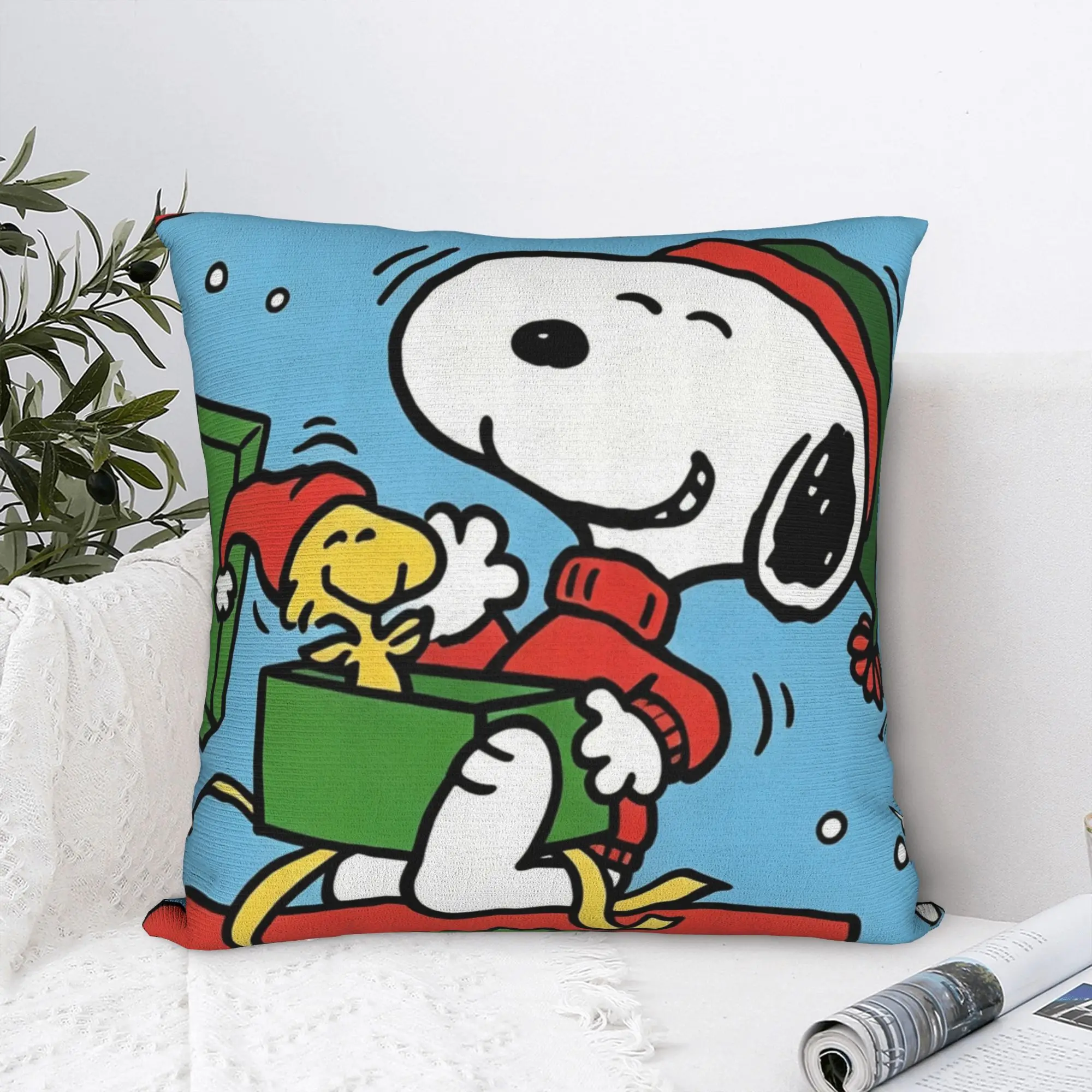S-Snoopys Xmas  Merry Christmas Square Pillow Case  Cushion Covers Awesome Zippered Decor Pillowcase for Sofa 45x45cm