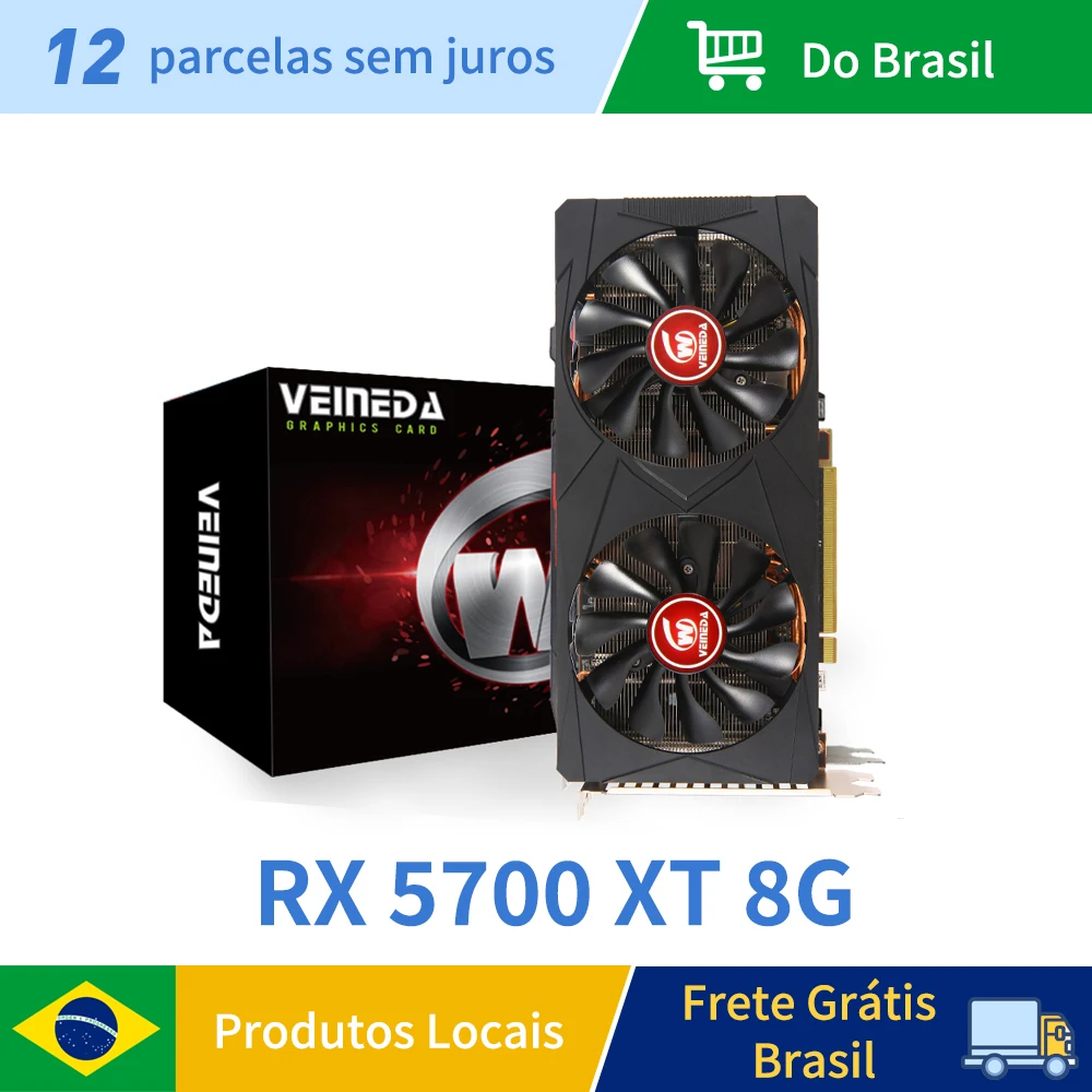 Veineda-placa Gráfica de Computador Desktop Rx5700xt Jogo 8g Gddr6 Processador Independente 2560 Shaders Cpu