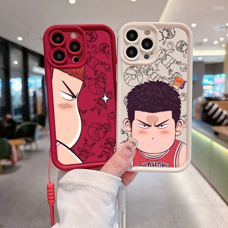 SLAM DUNK Sakuragi Hanamichi Phone Case For iPhone 16 15 14 13 12 mini 11 8 7 Pro Max Plus Cover Eyes Ladder Rope Soft Silicone