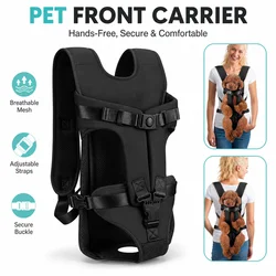 Pet Front Carrier Backpack for Small Dogs, Hands Free Puppy Chest Carrier with Breathable Mesh, Adjustable Straps for Travel
