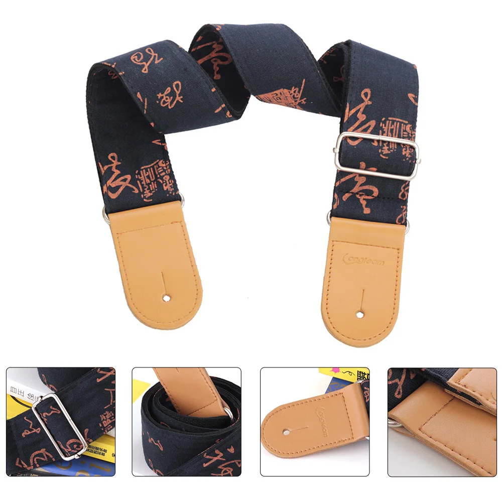 

Double Layer Cotton Linen Guitar Strap Metal Sliding Buckle 85Cm-145Cm Adjustable Chinese Style Bass Electric Accessories