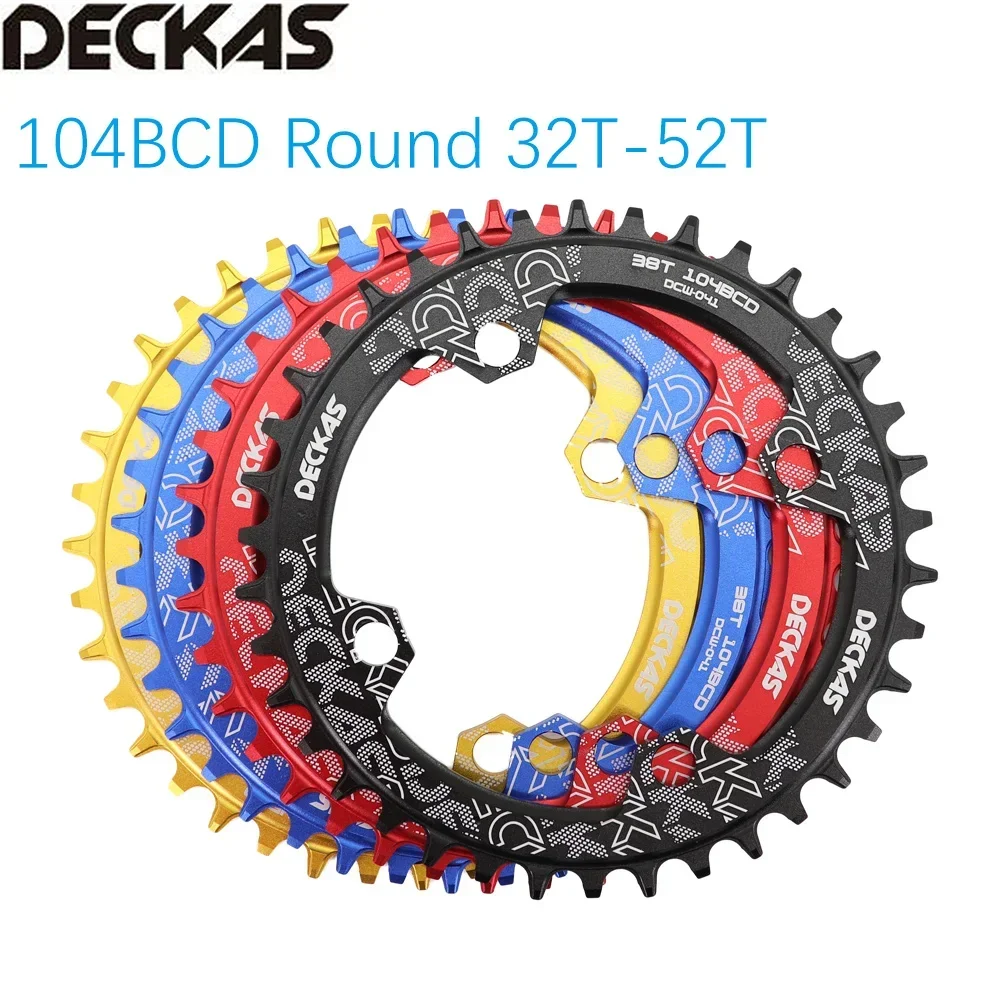 Deckas Bike Chainring Round 104 BCD 30T 32T 34T 36T 38T 40T 46 48 50T MTB Road Bike Mountain Chainwheel 104bcd Downhill CX