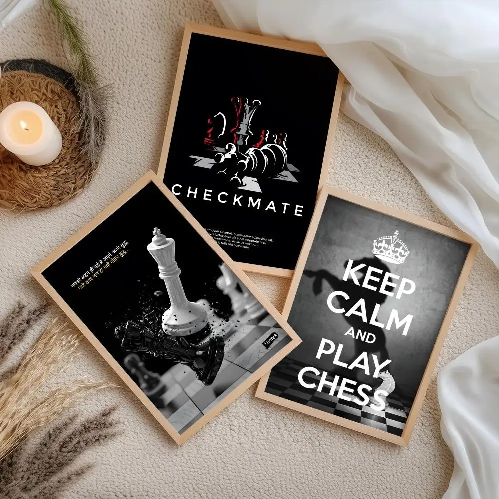 Chess Lovers Motivational Art Poster HD Wall Stickers Mural Self-Adhesive Decals Home Decor Bedroom & Living Room Gift Idea
